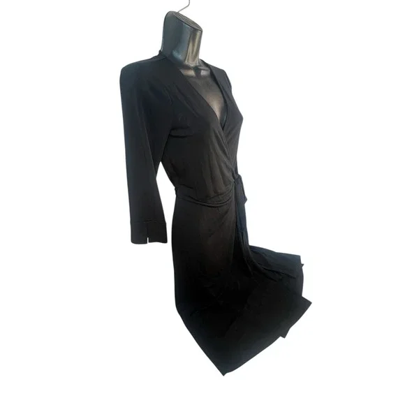 Diane Von Furstenberg Viscose Wrap Dress In Black Women's Size 4 - Picture 4 of 7